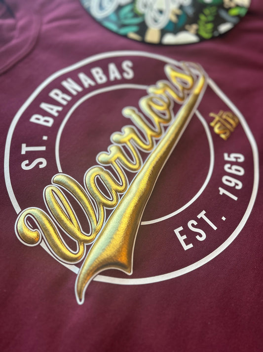 St. Barnabas Warriors Metallic Puff Design