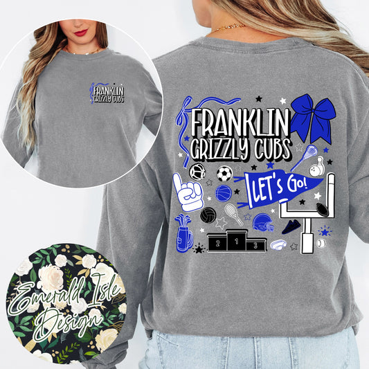 Franklin Grizzly Cubs Sports Doodles Design