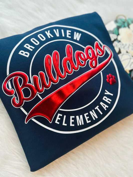 Brookview Elementary Metallic Puff Circle Design
