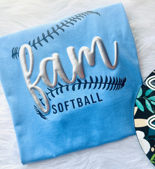 Fam Softball Metallic Puff Design