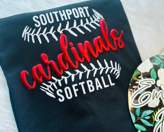 Southport Softball Metallic Puff Design