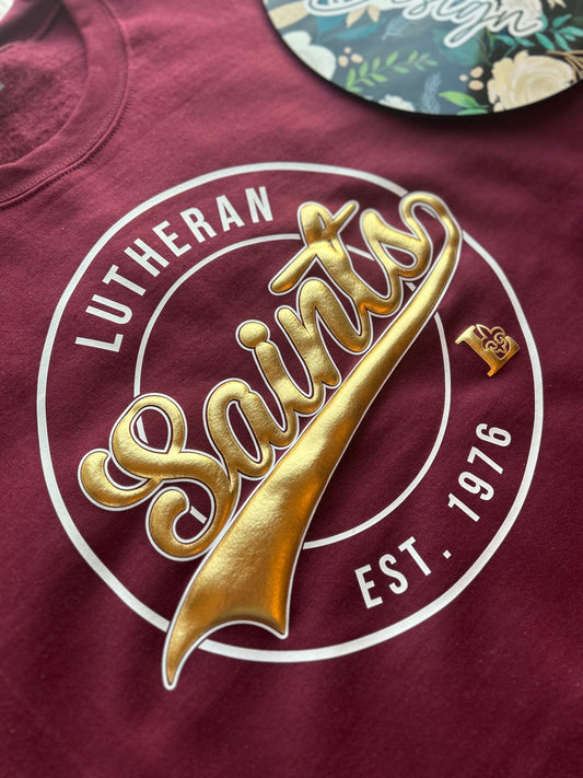 Lutheran Saints Metallic Puff Design