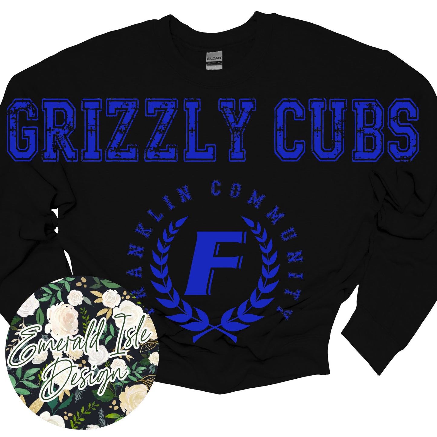 Franklin Grizzly Cubs Oversized Horizontal Design on Crewneck Sweatshirt