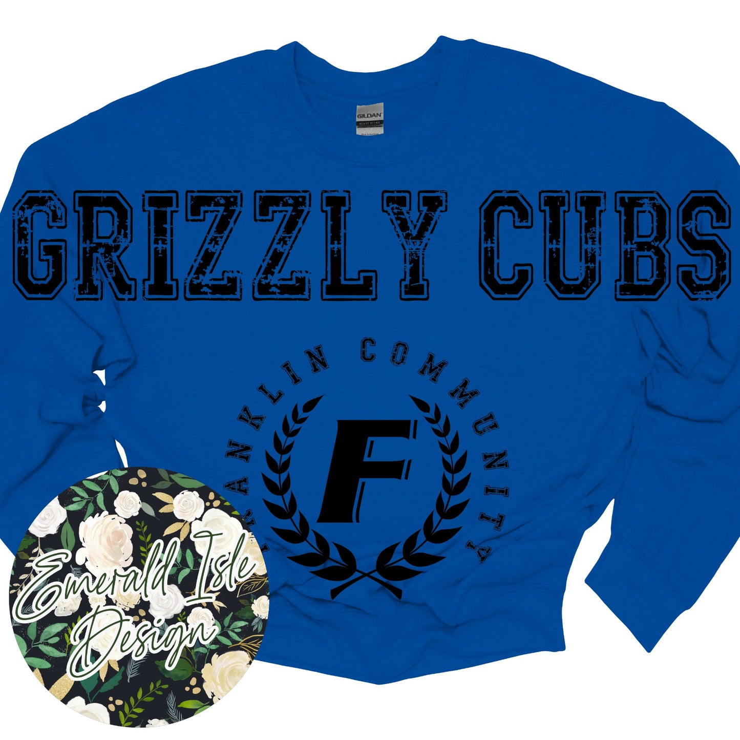 Franklin Grizzly Cubs Oversized Horizontal Design on Crewneck Sweatshirt