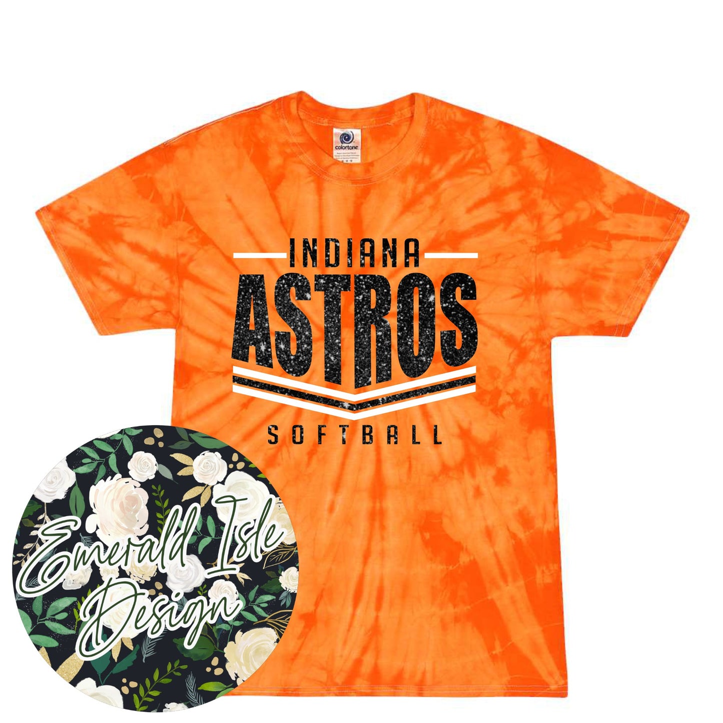 Indiana Astros Softball Stripes Glitter Design
