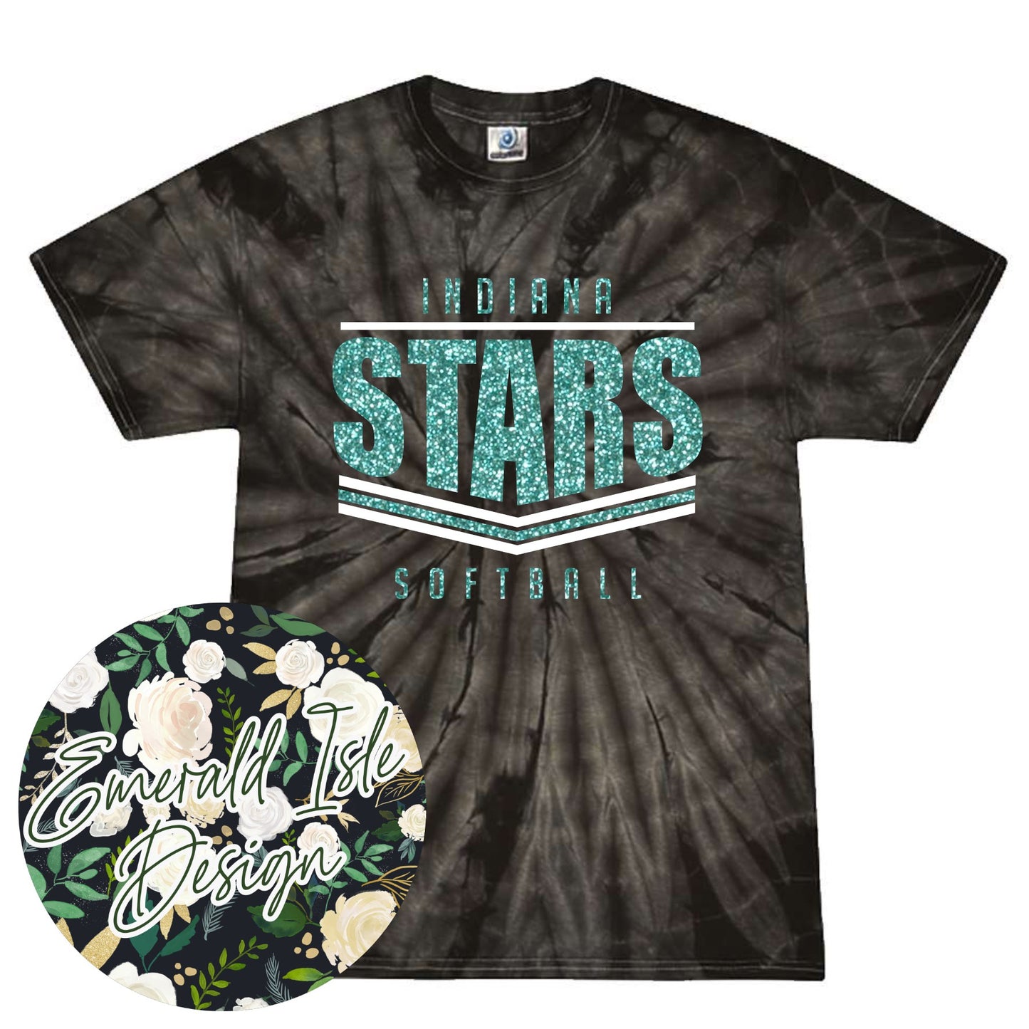 Indiana Stars Softball Stripes Glitter Design