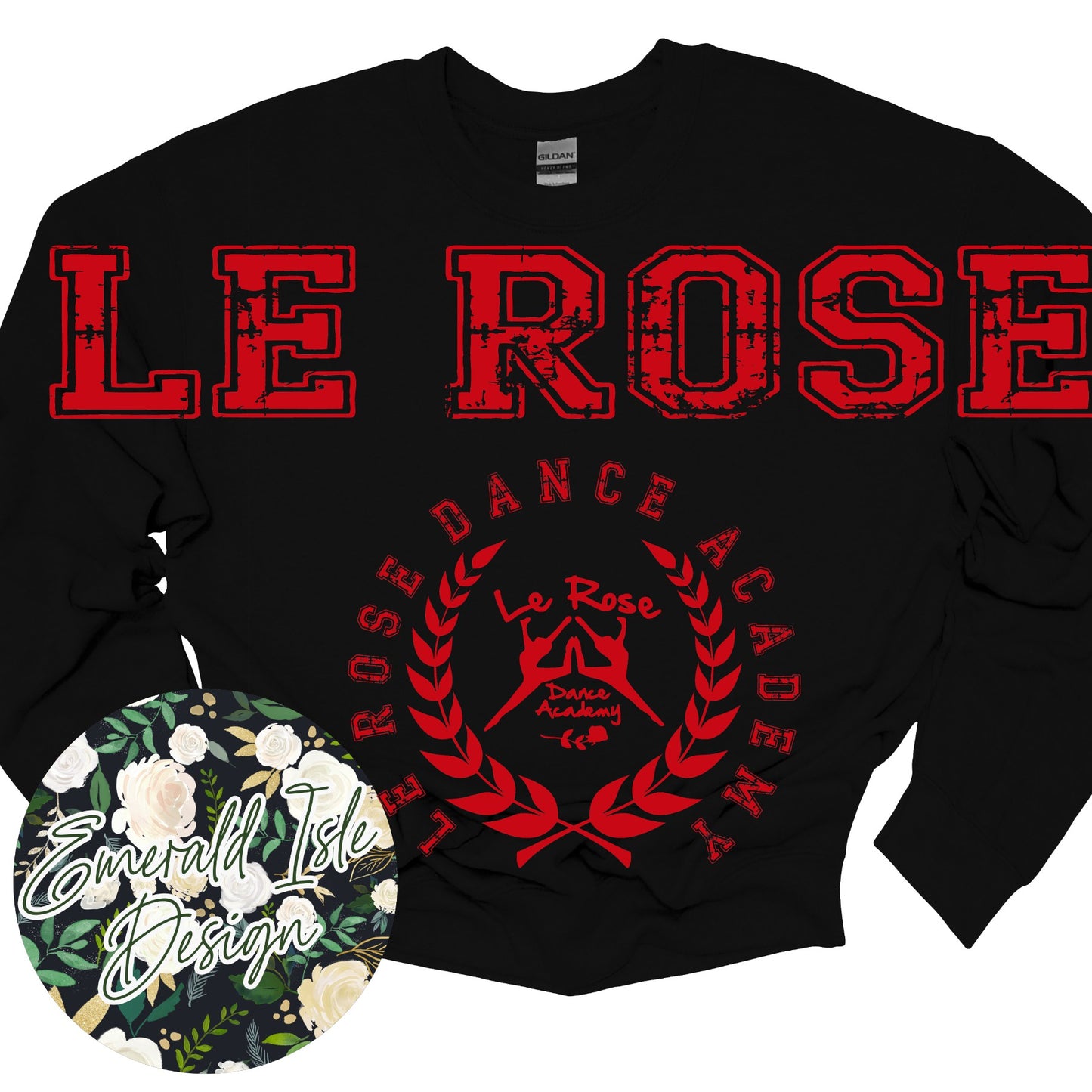 Le Rose Dance Academy Oversized Horizontal Design on Crewneck Sweatshirt