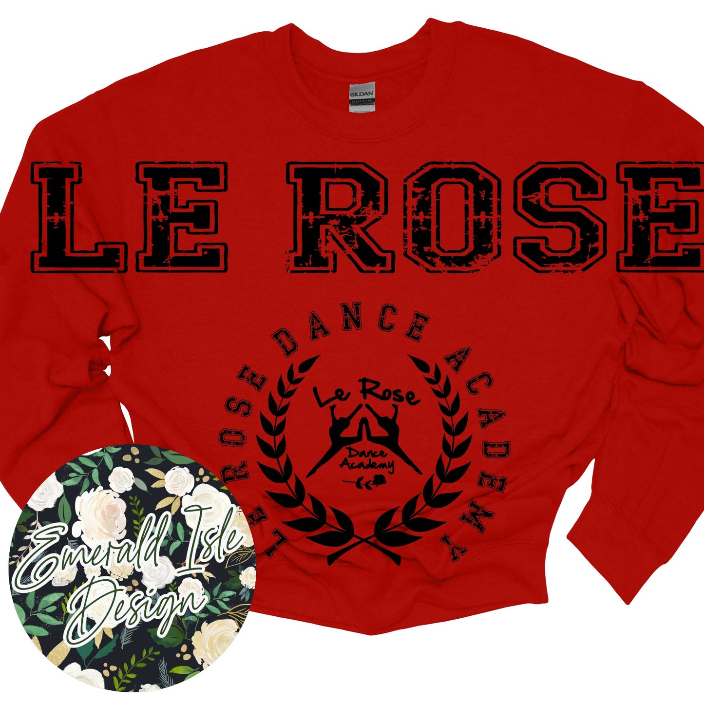 Le Rose Dance Academy Oversized Horizontal Design on Crewneck Sweatshirt