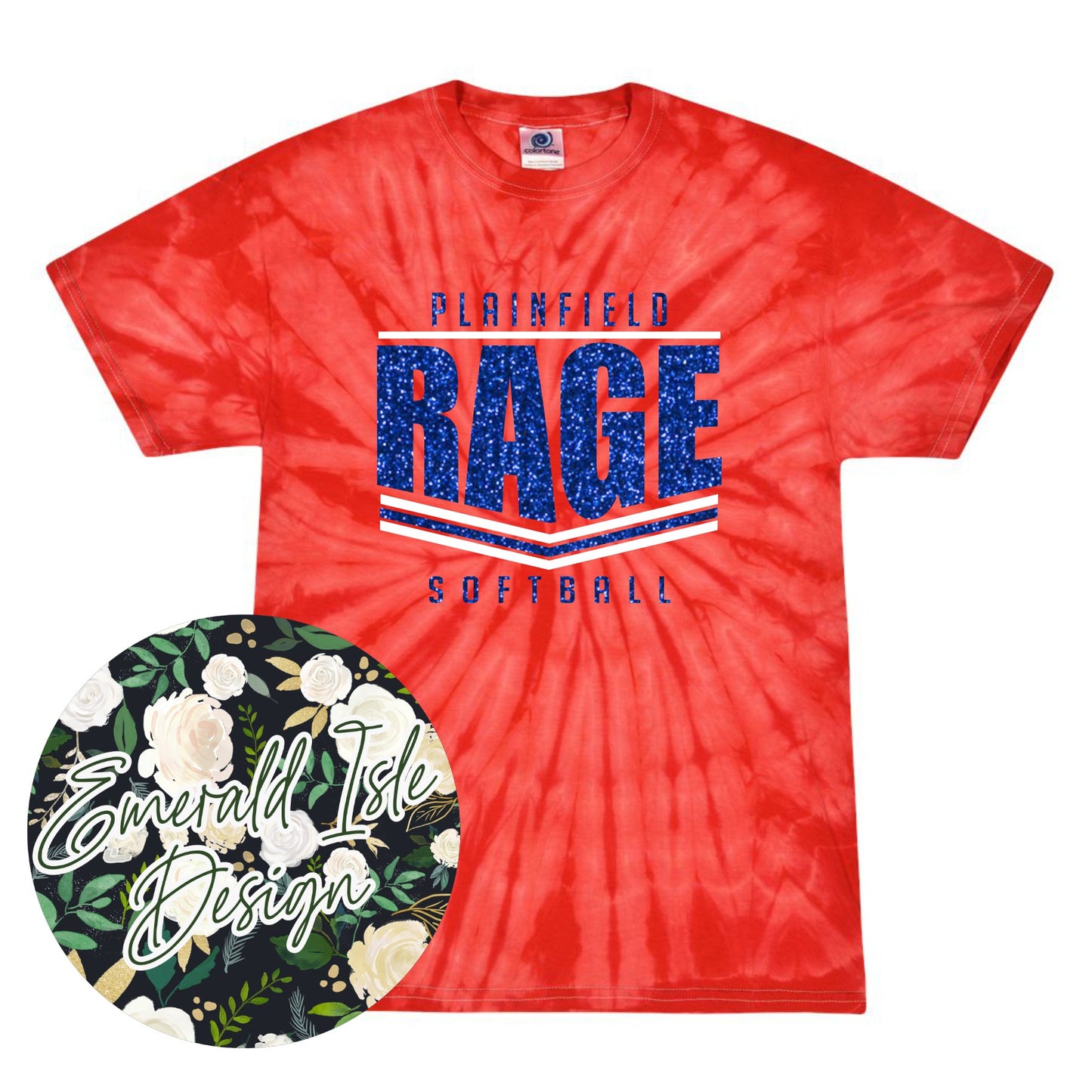 Plainfield Rage Softball Stripes Glitter Design