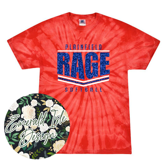 Plainfield Rage Softball Stripes Glitter Design