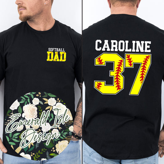 Softball Dad Pocket Design with CUSTOM NAME & NUMBER BACK