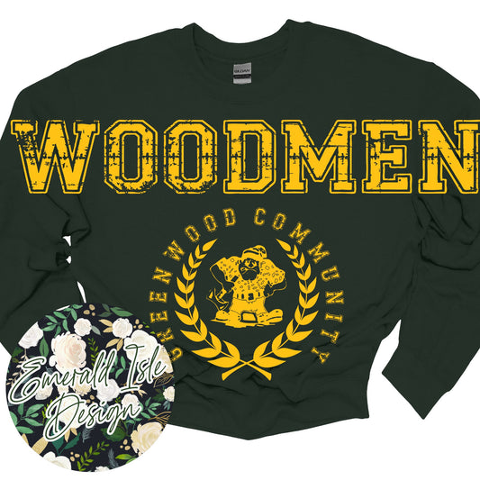 Greenwood Woodmen Oversized Horizontal Design on Crewneck Sweatshirt