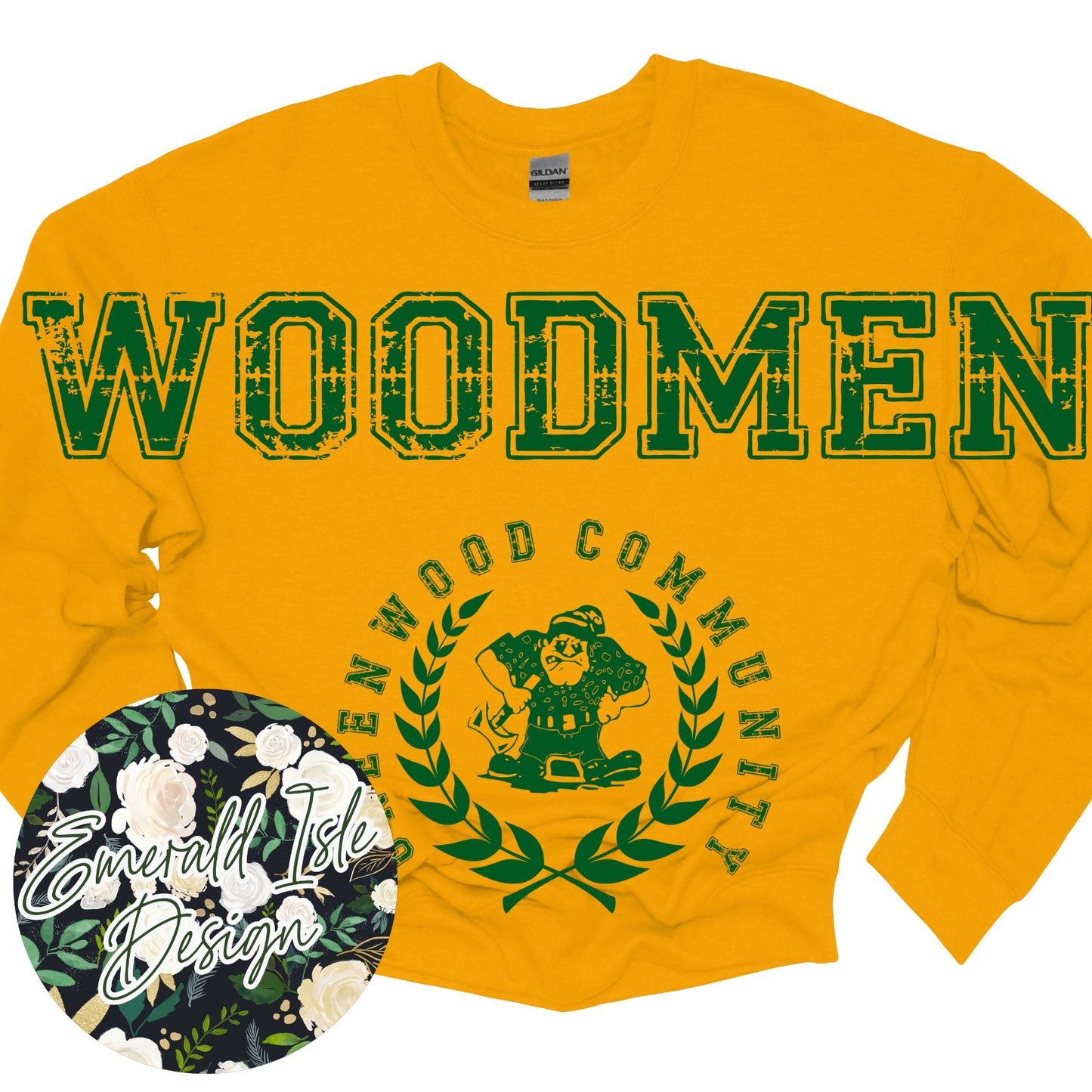 Greenwood Woodmen Oversized Horizontal Design on Crewneck Sweatshirt