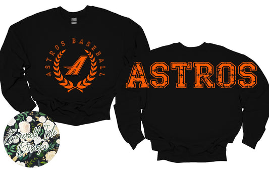 Astros Baseball Oversized Horizontal Design Style 2 on Crewneck Sweatshirt