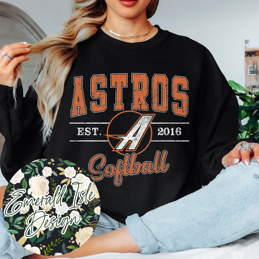 Astros **SOFTBALL** Vintage Varsity Design