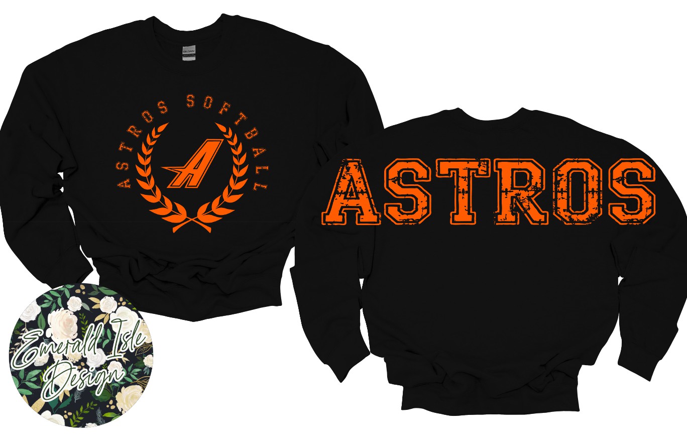 Astros Softball Oversized Horizontal Design Style 2 on Crewneck Sweatshirt