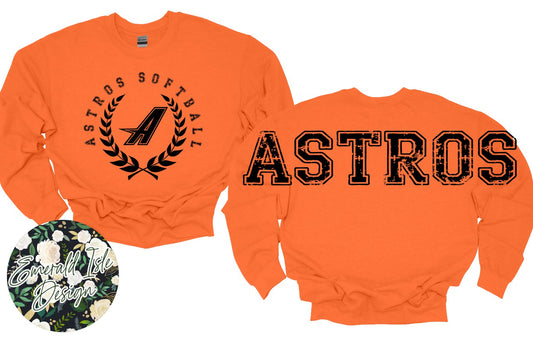 Astros Softball Oversized Horizontal Design Style 2 on Crewneck Sweatshirt