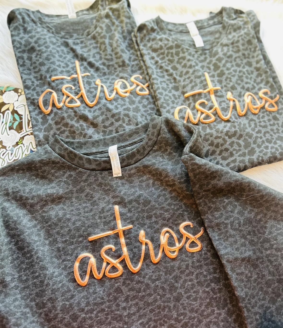 Astros Metallic Puff on Leopard Print Garment