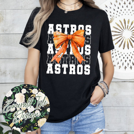 Astros Softball Coquette Bow Design
