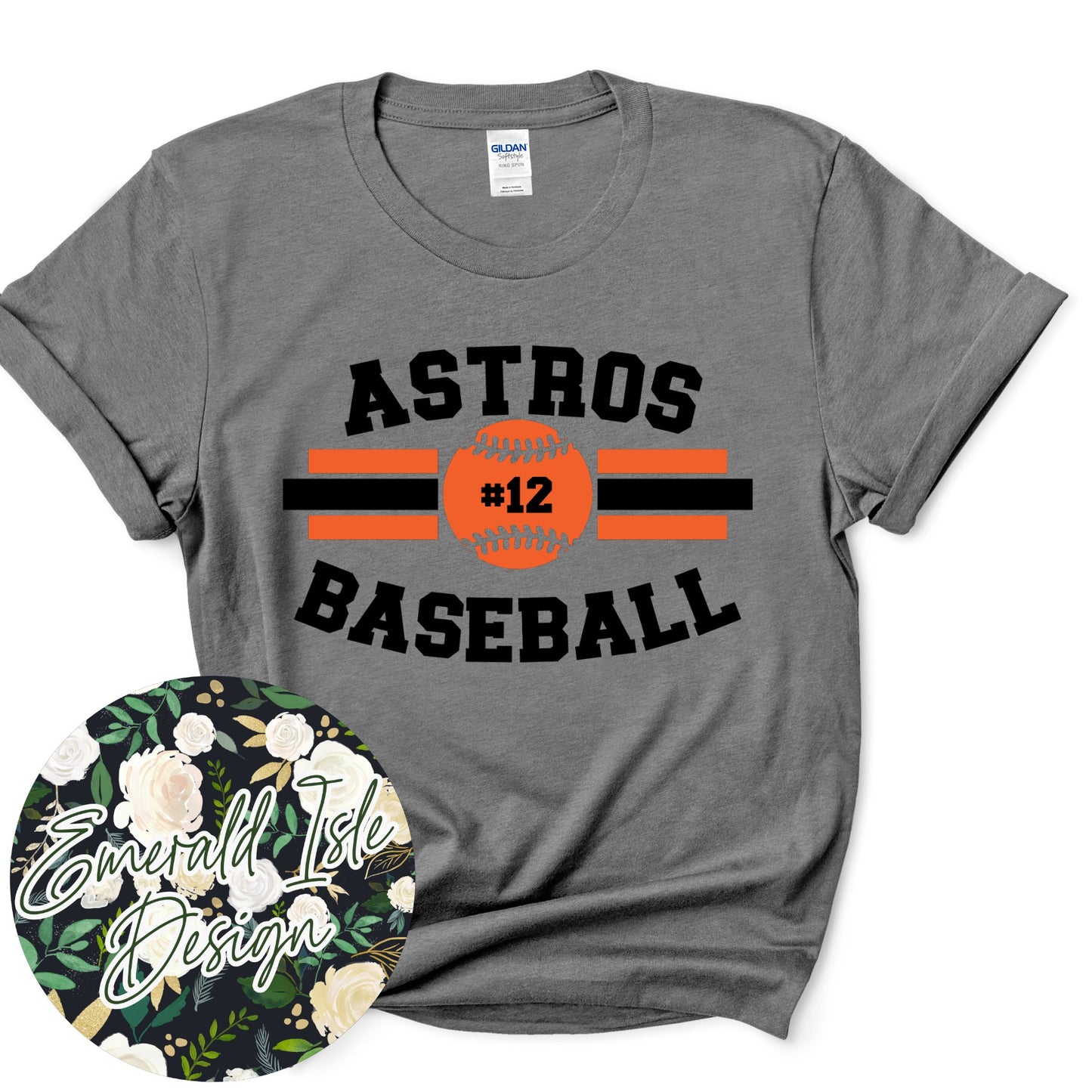Astros Baseball Custom Number Stripes Design