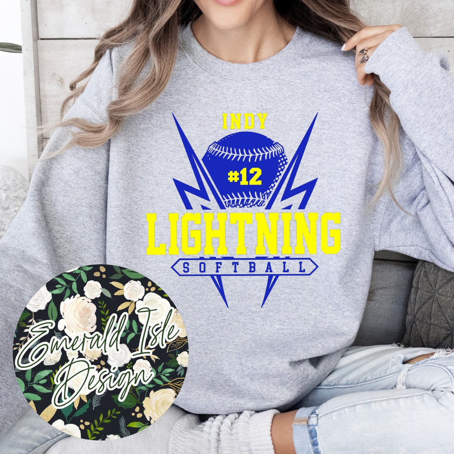Indy Lightning Softball Bolts Custom Number Design
