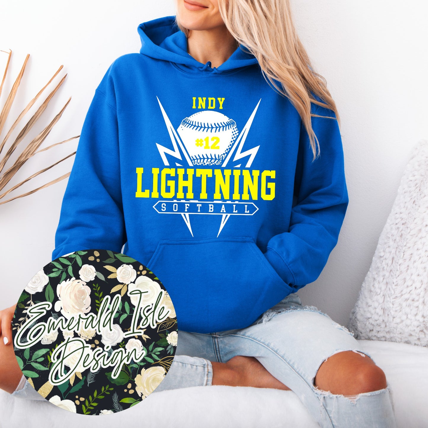 Indy Lightning Softball Bolts Custom Number Design