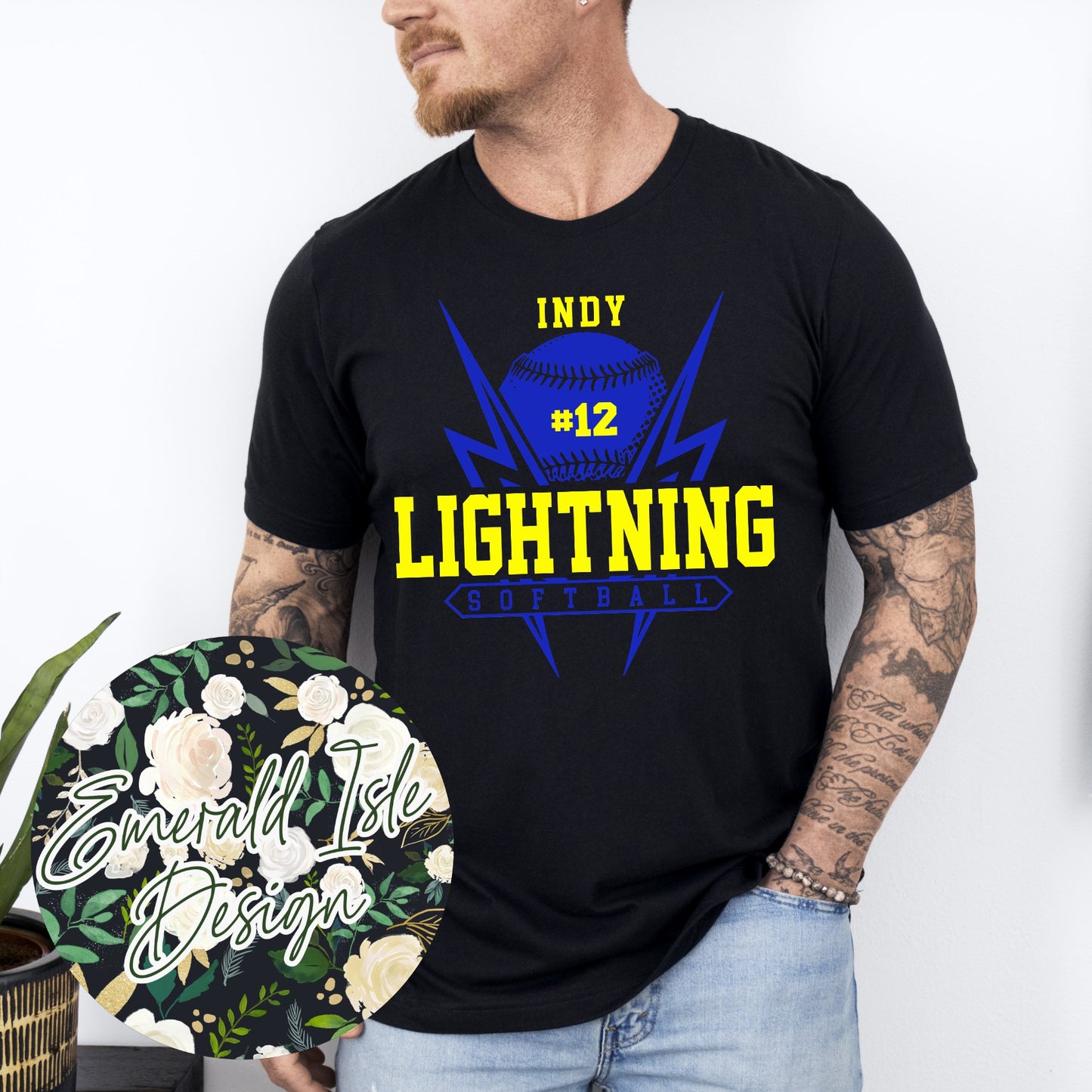 Indy Lightning Softball Bolts Custom Number Design