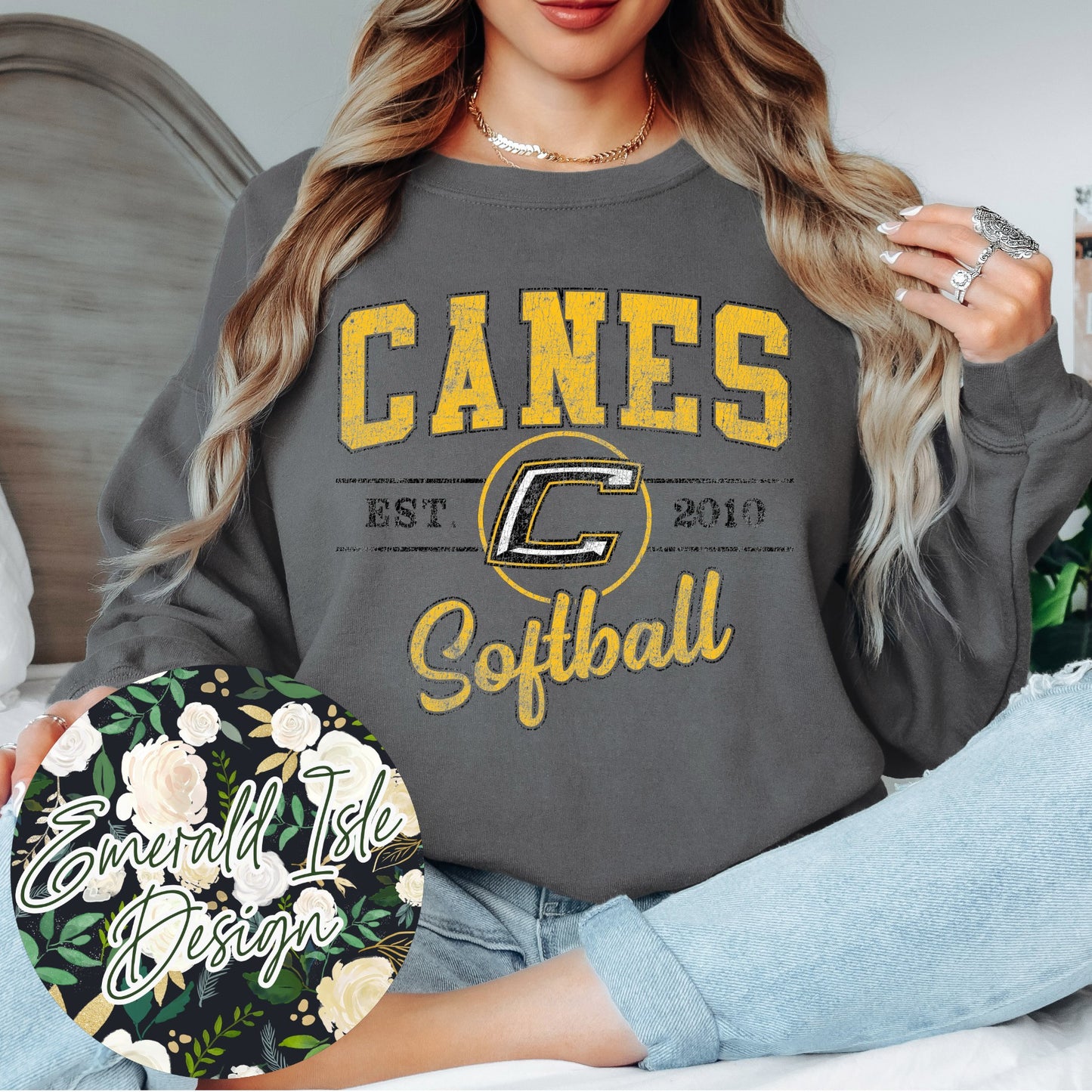 Canes **SOFTBALL**Vintage Varsity Design