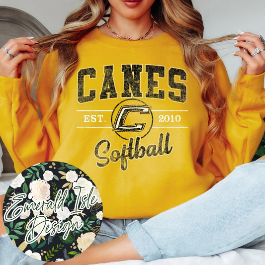 Canes **SOFTBALL**Vintage Varsity Design