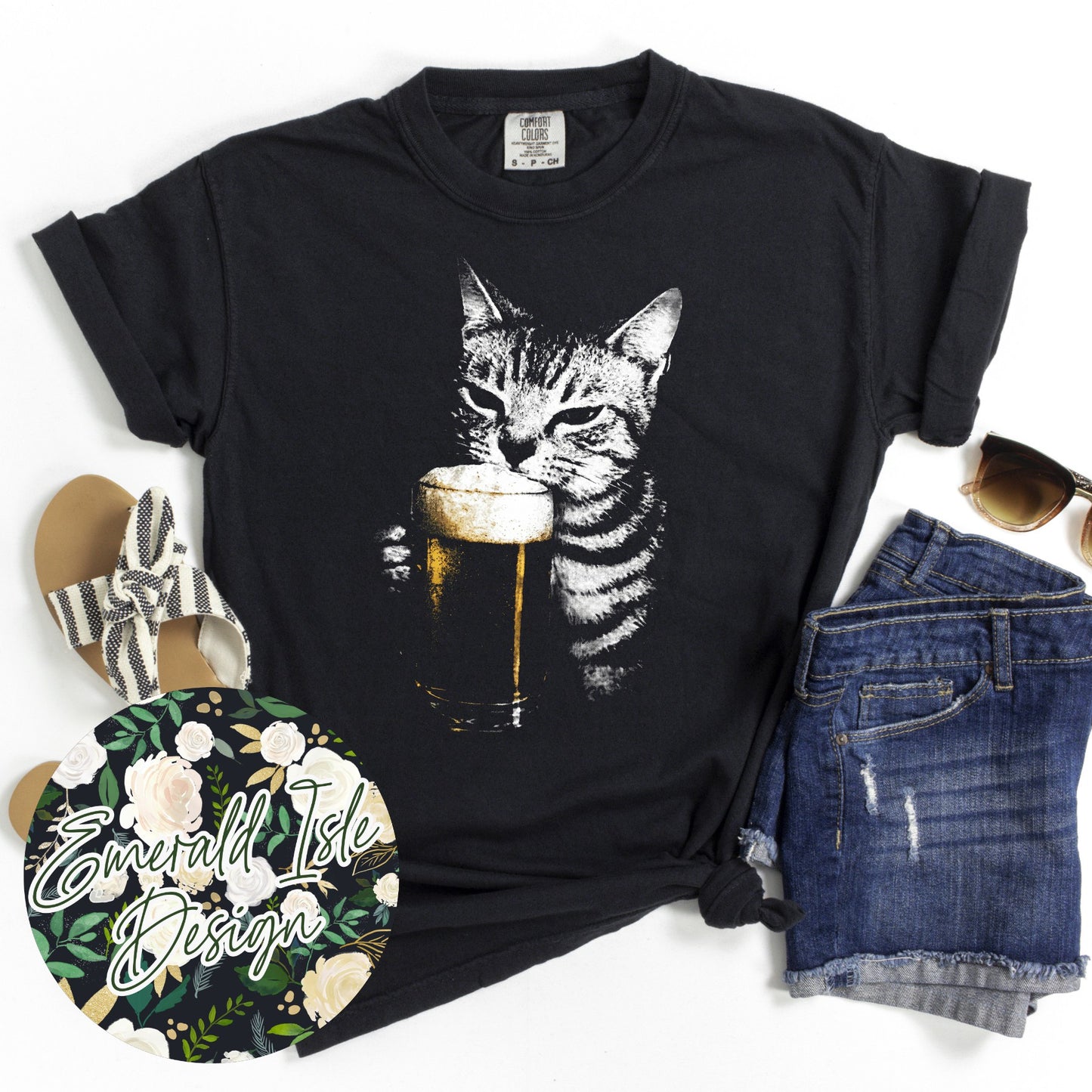 Cat Drinking Beer Design