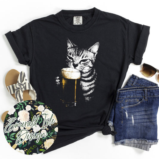 Cat Drinking Beer Design