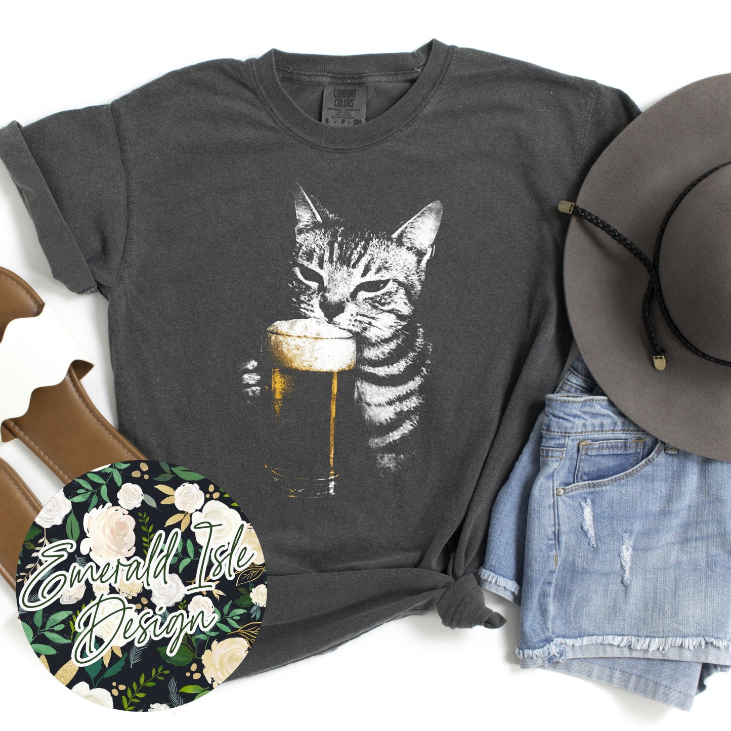 Cat Drinking Beer Design
