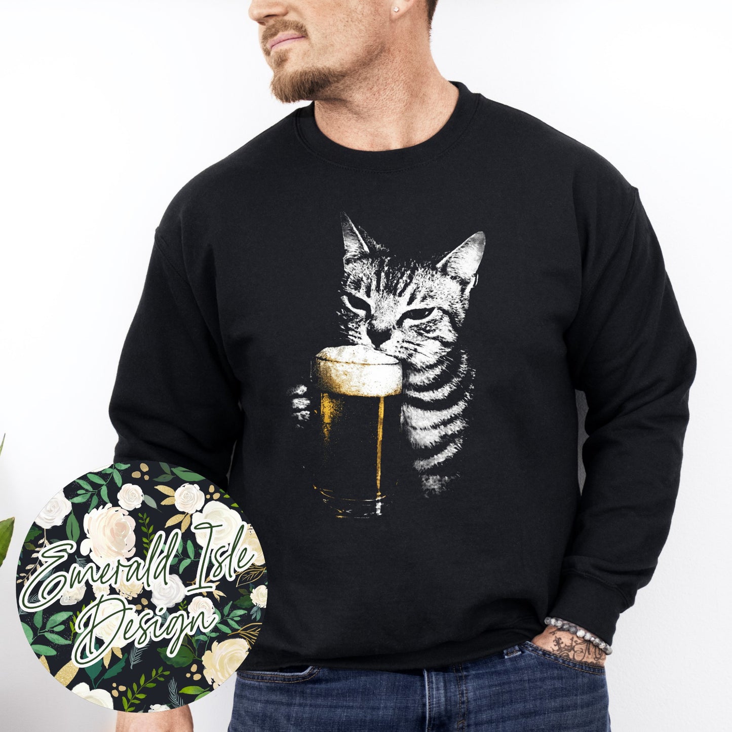 Cat Drinking Beer Design