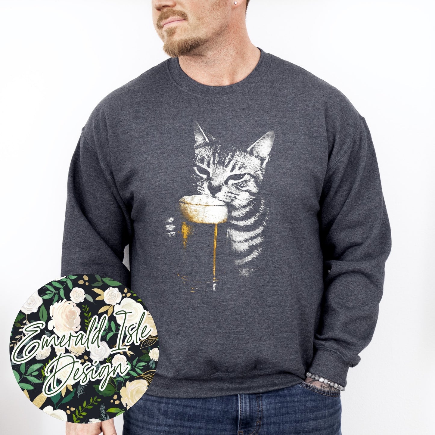 Cat Drinking Beer Design
