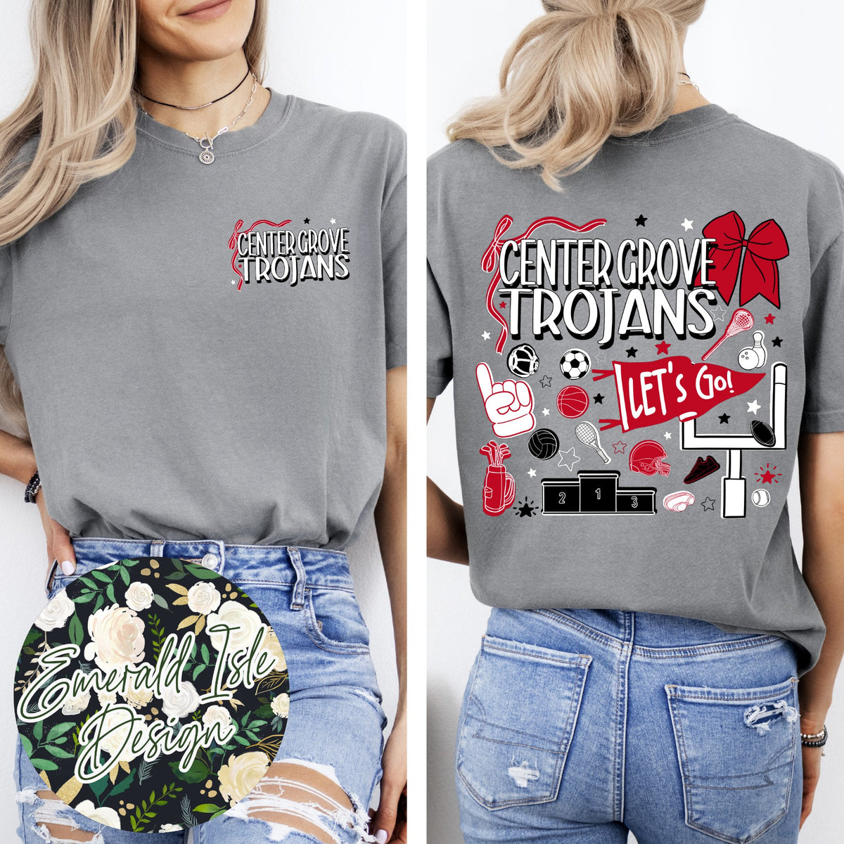 Center Grove Trojans Sports Doodles Design