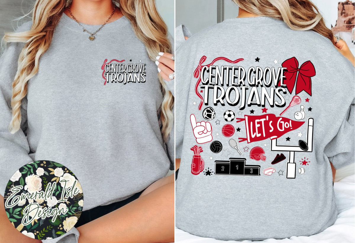 Center Grove Trojans Sports Doodles Design