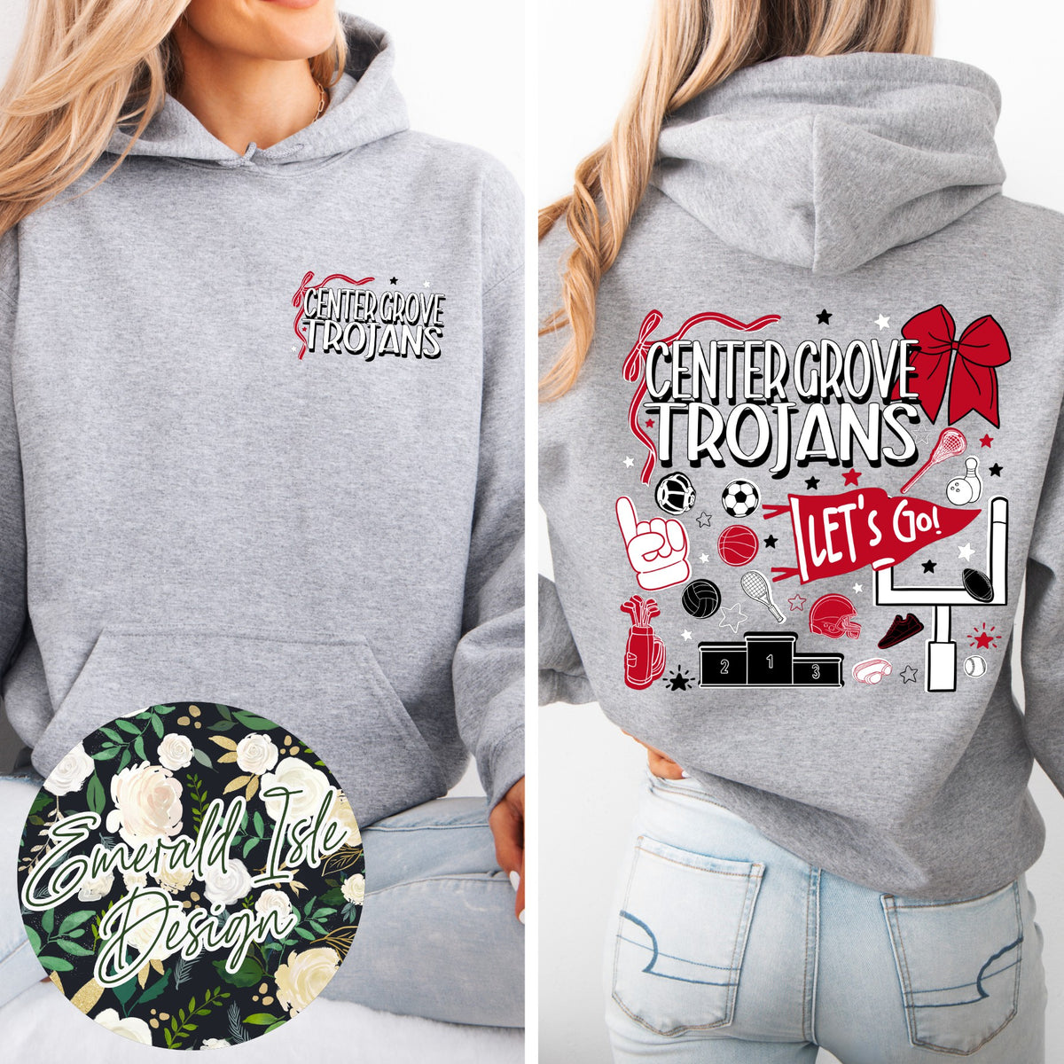 Center Grove Trojans Sports Doodles Design