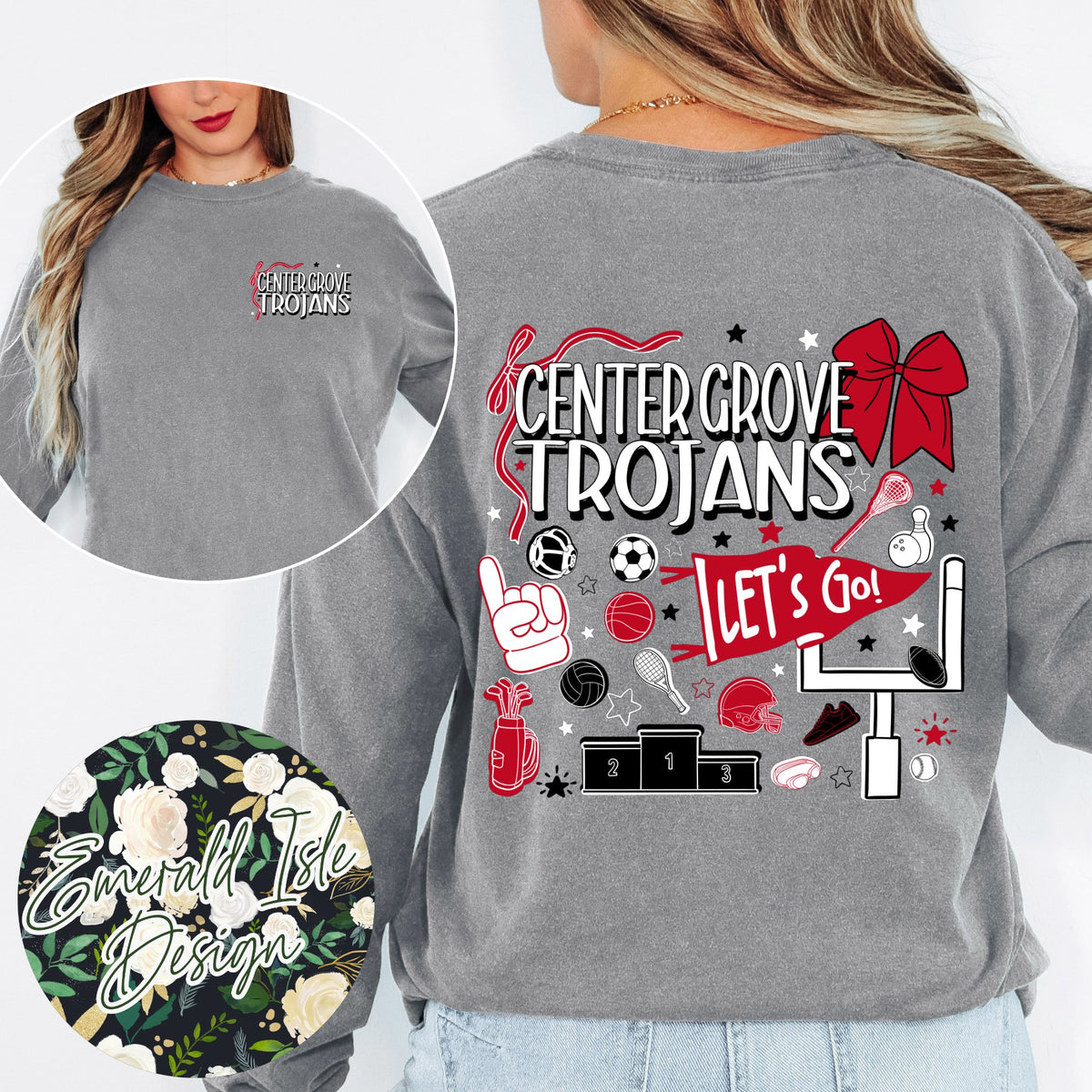 Center Grove Trojans Sports Doodles Design