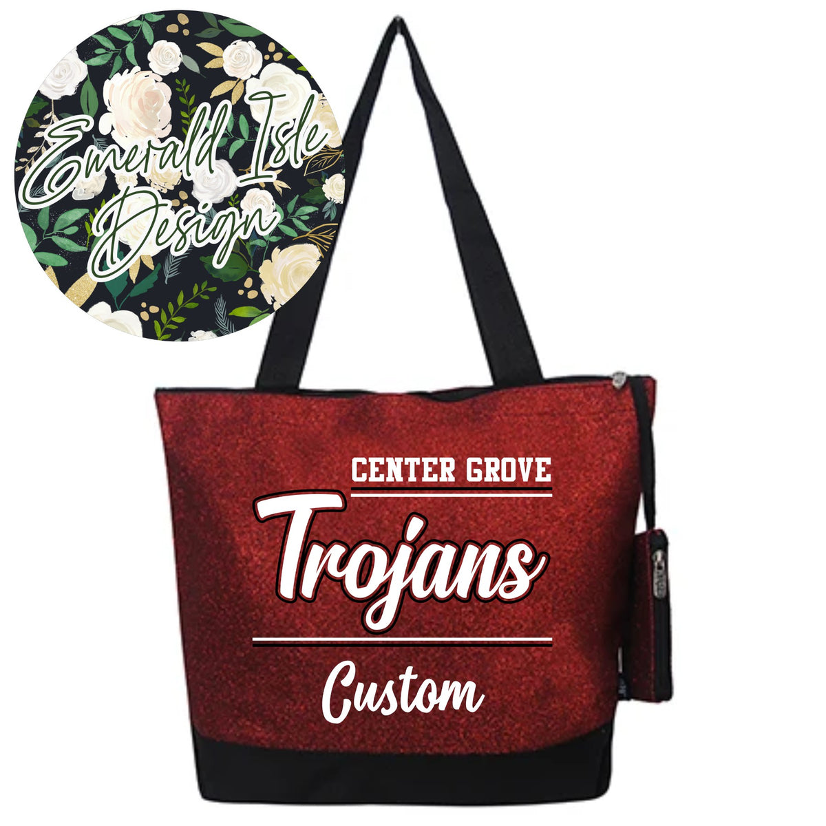 Center Grove Custom Red Glitter Tote Bag