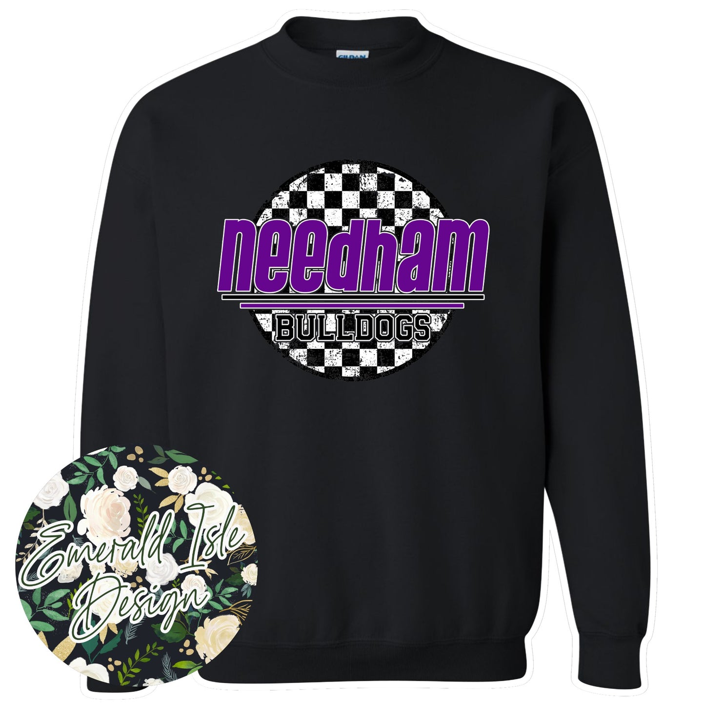 Needham Bulldogs Checkered Circle Design