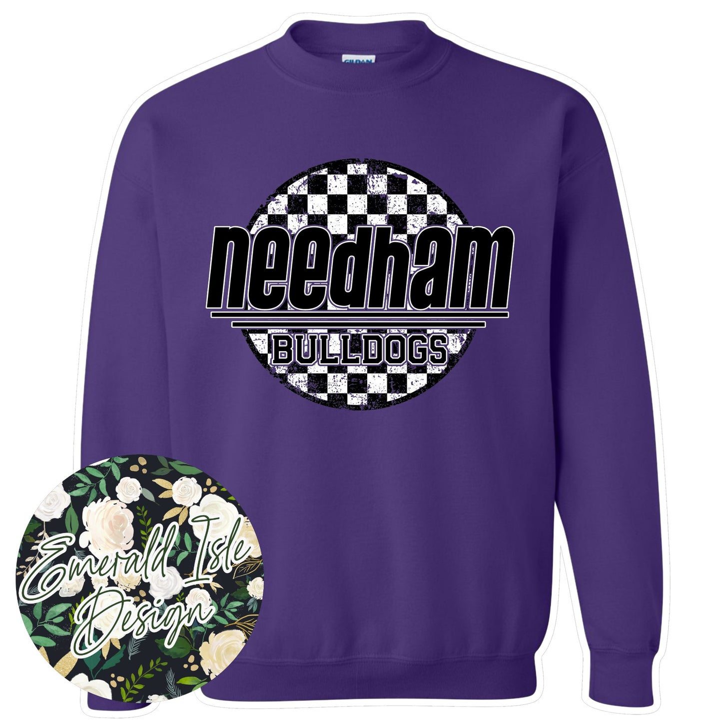 Needham Bulldogs Checkered Circle Design