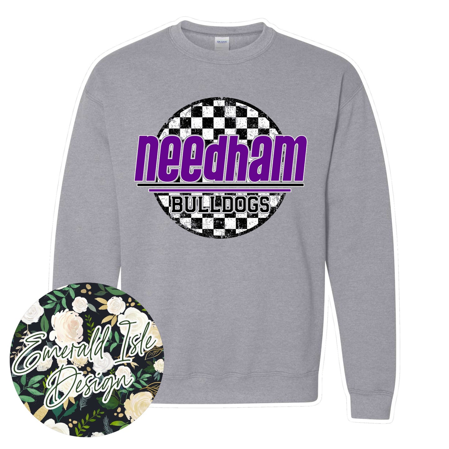 Needham Bulldogs Checkered Circle Design