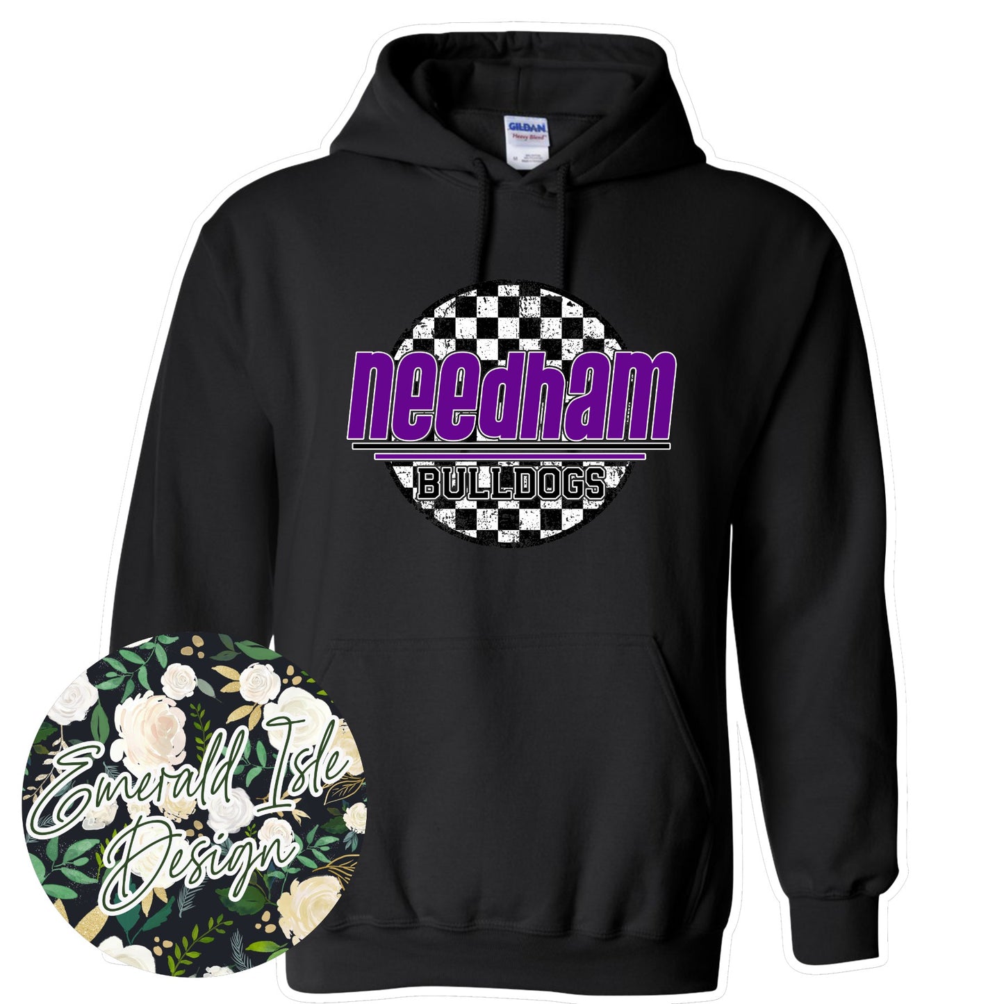 Needham Bulldogs Checkered Circle Design
