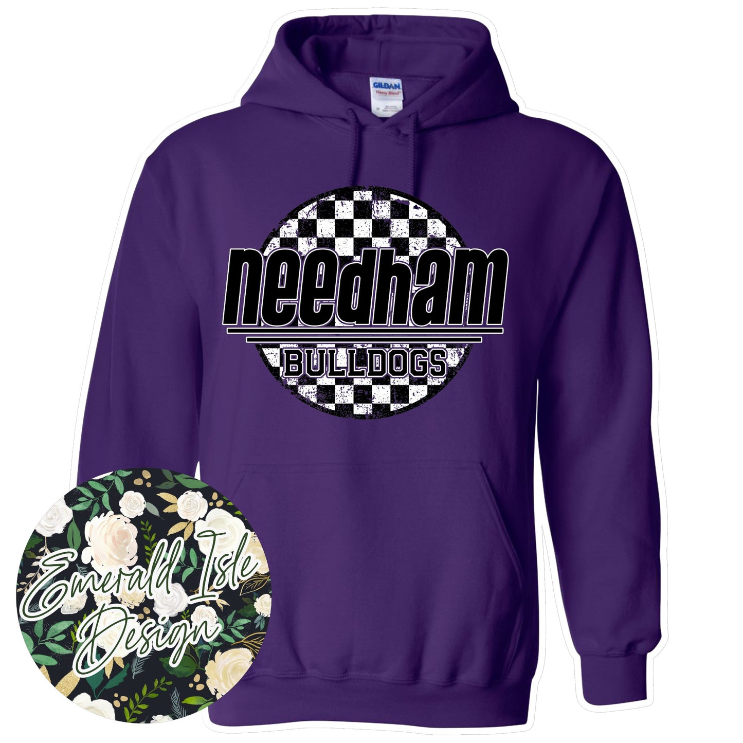 Needham Bulldogs Checkered Circle Design