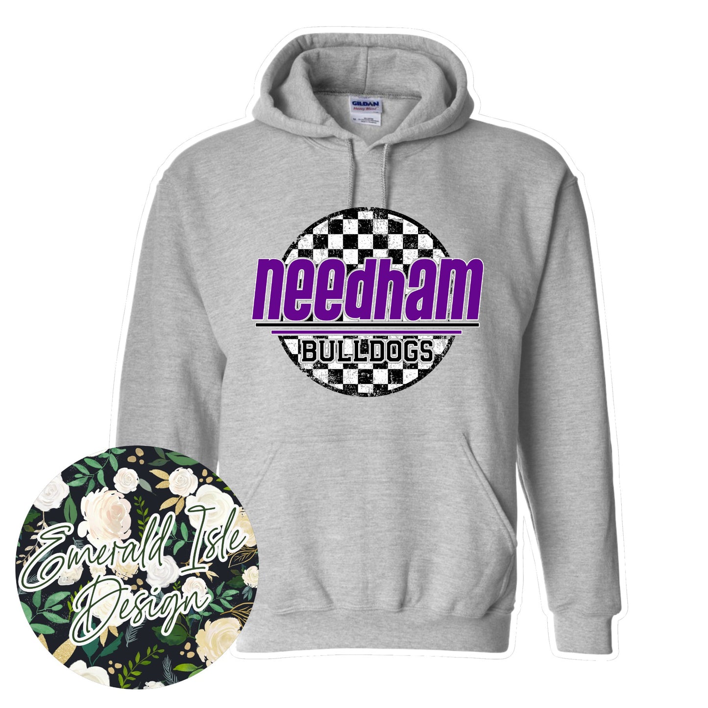 Needham Bulldogs Checkered Circle Design