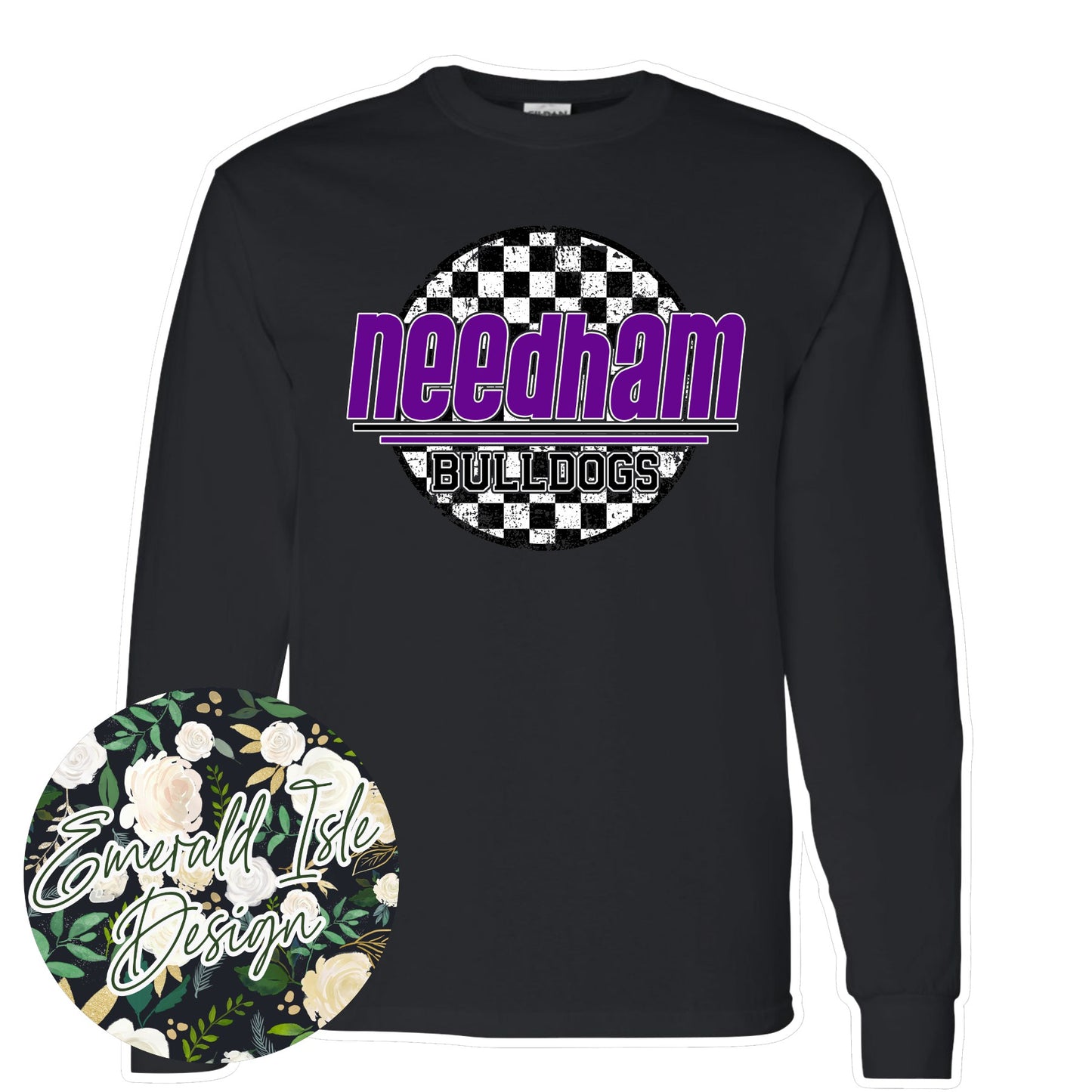 Needham Bulldogs Checkered Circle Design