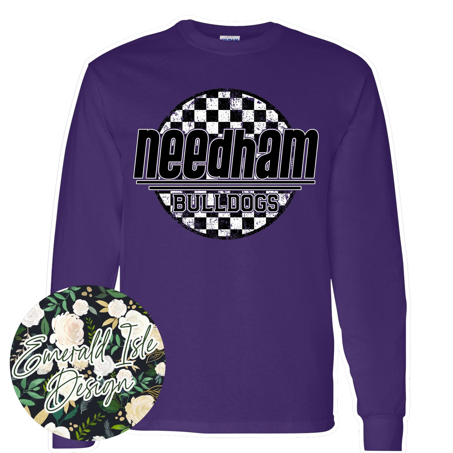 Needham Bulldogs Checkered Circle Design