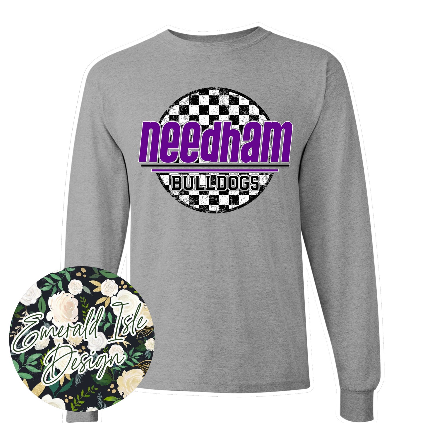 Needham Bulldogs Checkered Circle Design