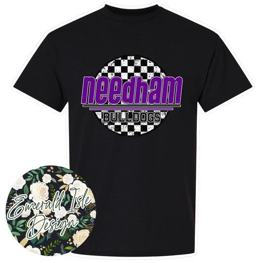 Needham Bulldogs Checkered Circle Design
