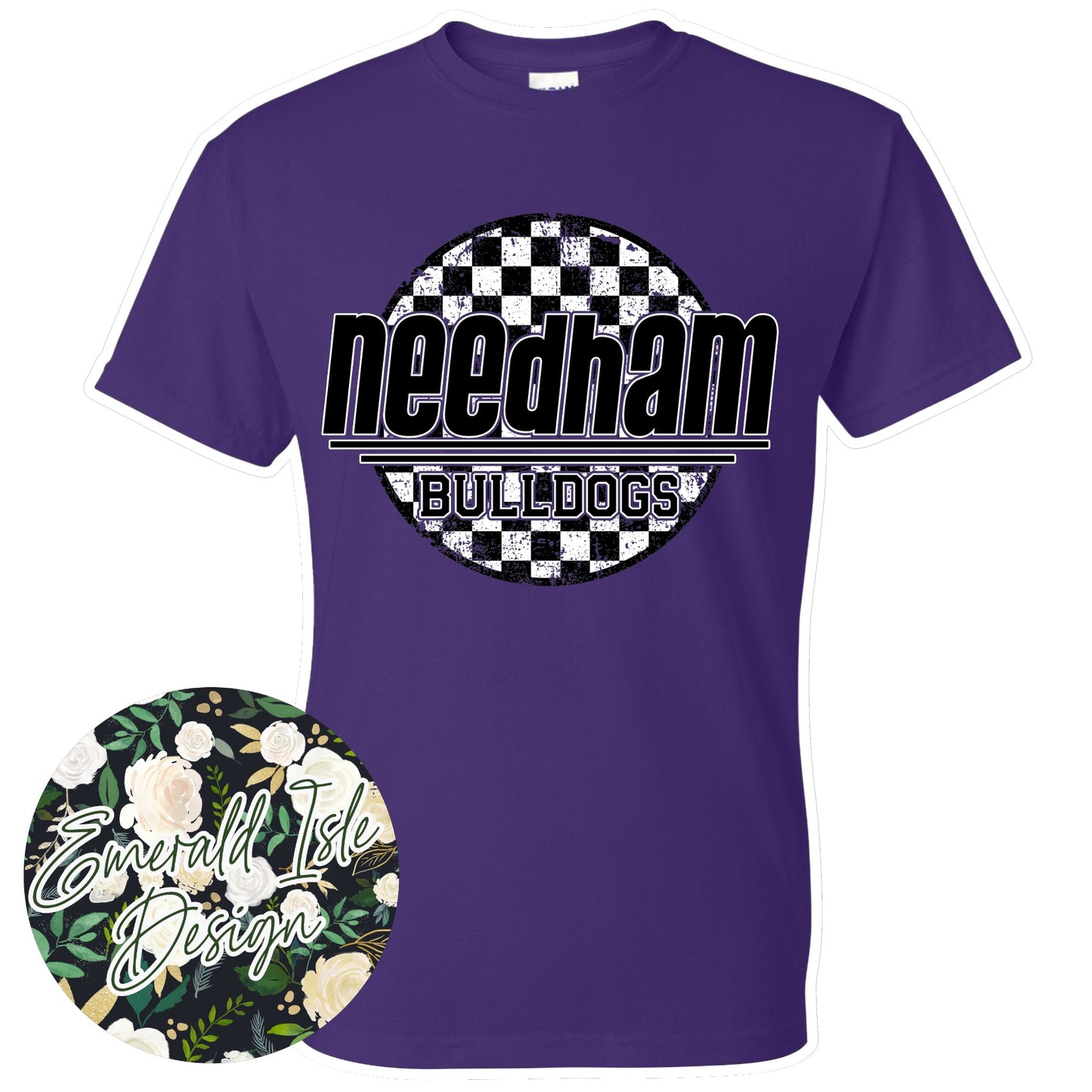 Needham Bulldogs Checkered Circle Design